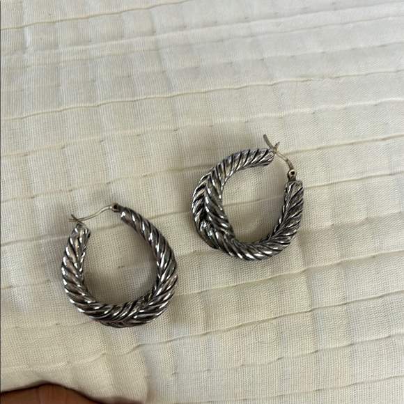 Sterling Silver Twisted Hoop Earrings - Picture 1 of 2
